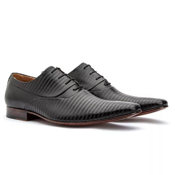 Sapato Social Oxford Solado Em Couro 328 Preto Ref. 328PRETO