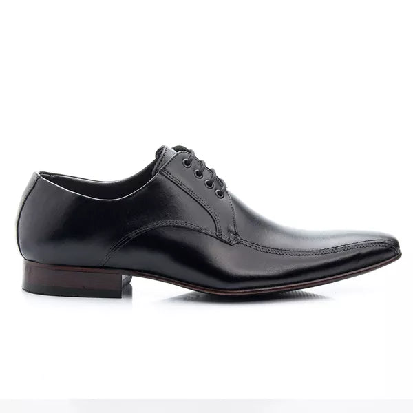 Sapato Social Masculino Estilo Italiano De Amarrar Preto Solado Em Couro Ref. 300PRETO